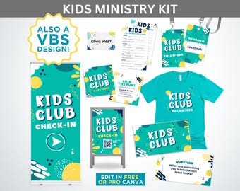 Kids Ministry Kit, Children's Ministry Slides, Kids Ministry Banner, Kids Ministry Name Badge, Kids Ministry, Kids Ministry Invite, VBS