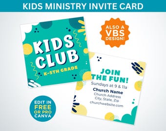 Kids Ministry Invite Card, Children's Ministry Invite Card, Church Invite, Invite Card, Church Invitation Card, Kids Church, VBS, Church
