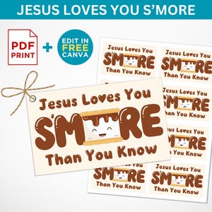 God Loves You Smore Than You Know Tag, Halloween Tag, S&#39;mores Tag, Smores Gift Tag, Valentine&#39;s Gift Tag, God Loves You Tag, Smores Tag