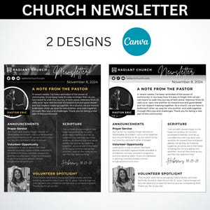 Black and White Church Newsletter Template, Church Information Page, Church Newsletter, Church Advertising, Church Flyer, Church Newsletter
