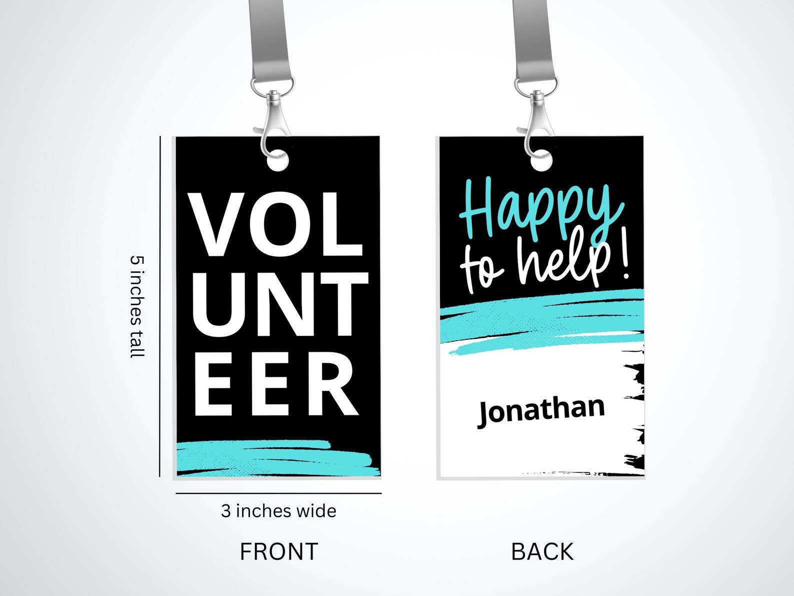 Church Volunteer Name Tags - 3 Pack, 1x3" Brushed Gold Rounded Corner Badges With Pin Fastener - View #5