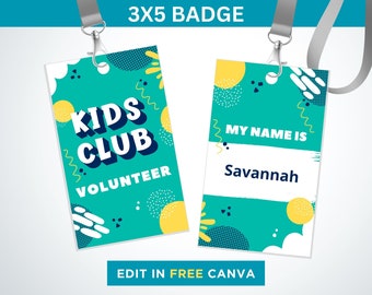 Kids Ministry Name Badge, Children's Ministry Name Badge, Church Name Badge, Volunteer Name Badge, Church Graphics, Church Templates, ID