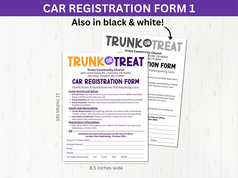 Formulario de inscripción para Trunk or Treat, Registro para Trunk or Treat, Formulario para Trunk or Treat, Formulario para Trunk or Treat, Formulario de inscripción para Trunk or Treat de la iglesia imagen 2