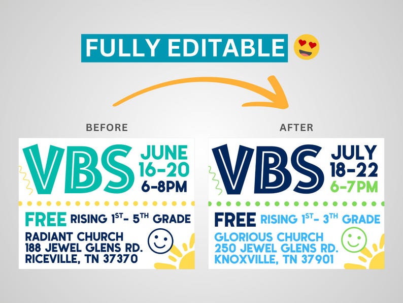 Vbs Layout Editable VBS Banner, VBS Banner in Bold Bright Colors, VBS Banner Editable in ...