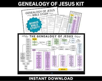 Genealogy of Jesus Kit Instant Download, Family Tree of Jesus, Jesus Genealogy Family Tree, Jesus Family Tree, Genealogy of Jesus Chart