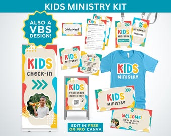 Kids Ministry Kit, Children's Ministry Slides, Kids Ministry Banner, Kids Ministry Name Badge, Kids Ministry, Kids Ministry Invite, VBS