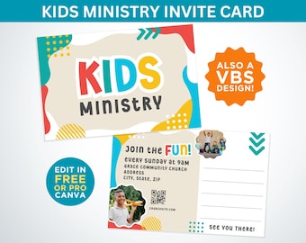 Kids Ministry Invite Card, Children's Ministry Invite Card, Church Invite, Invite Card, Church Invitation Card, Kids Church, VBS, Church