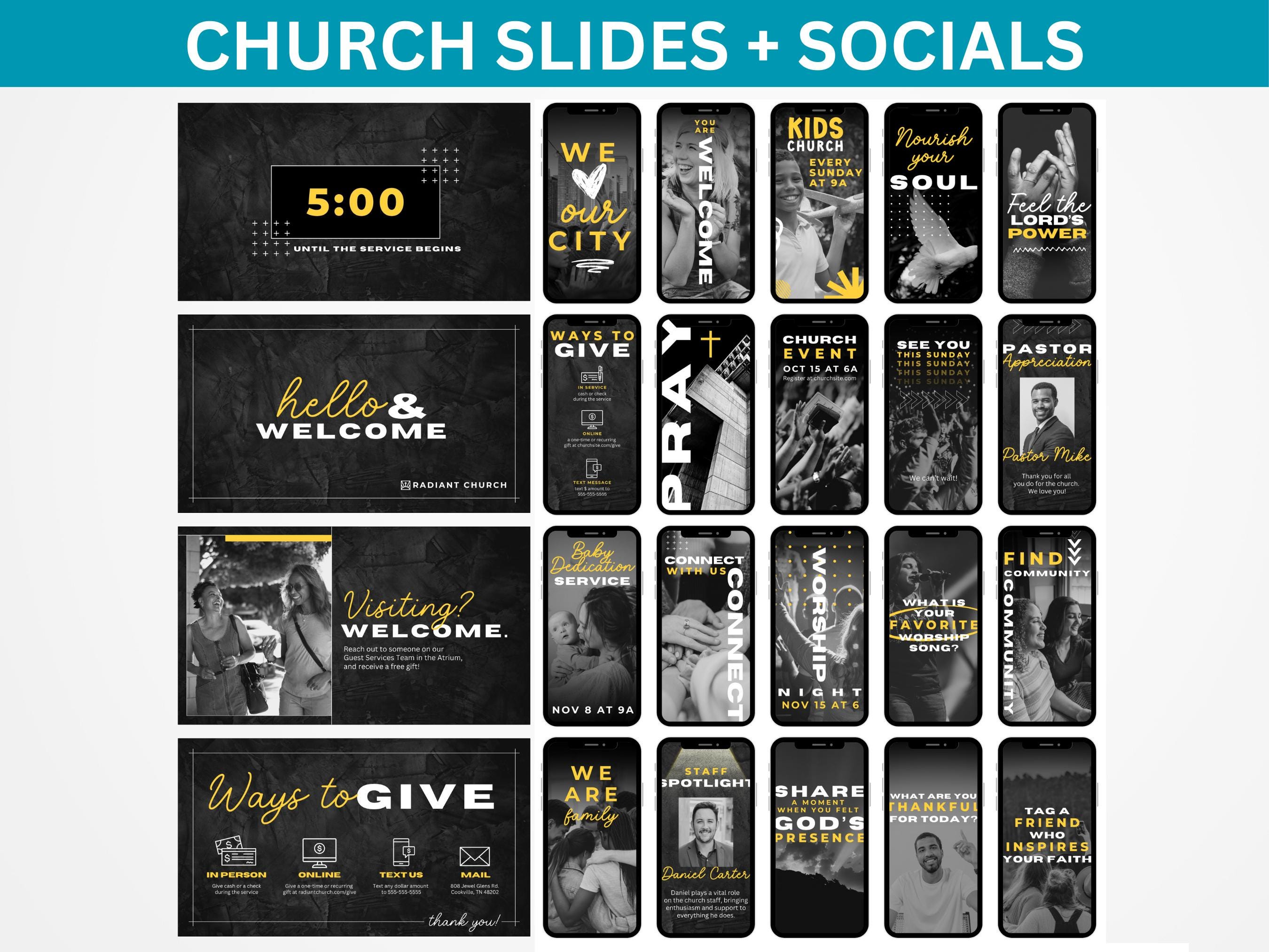 Church Posts Church Slides and Church Social Media Bundle, Editable Church Posts ...