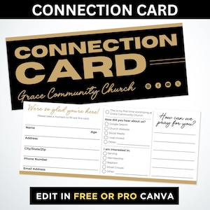 Customizable Church Connection Card Template, Church Welcome Card Template, Church Visitor Card Template, Church Connect Card Template