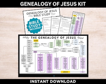 Kit Genealógico de Jesus para Download Instantâneo, Árvore Genealógica de Jesus, Árvore Genealógica da Família de Jesus, Árvore Genealógica da Família de Jesus
