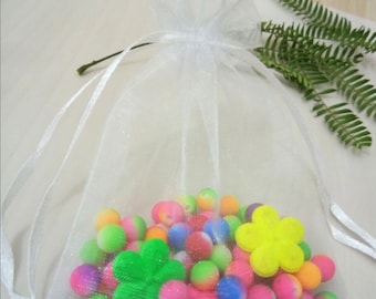 Sacchetti con coulisse in organza bianca, sacchetti per bomboniere, sacchetti per gioielli, sacchetti regalo 7 cm x 9 cm, 9 cm x 12 cm, 10 cm x 15 cm, 13 cm x 18 cm