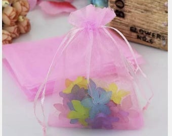 Sacchetti con coulisse in organza rosa, per bomboniere, portagioie, sacchetti regalo 7 cm x 9 cm, 9 cm x 12 cm, 10 cm x 15 cm