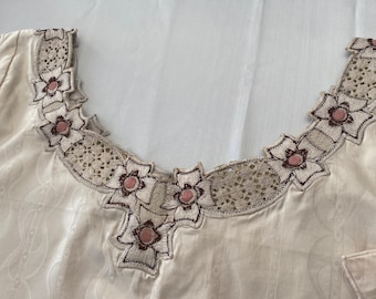Gonna e Blusa Getzner in Broccato di Cotone color Panna