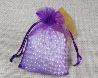 Sacchetti con coulisse in organza viola, sacchetti per bomboniere, sacchetti per gioielli, sacchetti regalo 7 cm x 9 cm, 9 cm x 12 cm, 10 cm x 15 cm