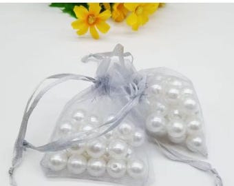 Sacchetti con coulisse in organza grigia, sacchetti per bomboniere, sacchetti per gioielli, sacchetti regalo 7 cm x 9 cm (disponibile solo la taglia)