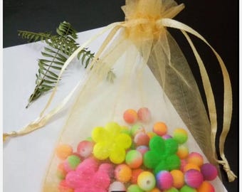 Sacchetti con coulisse in organza dorata, sacchetti per bomboniere, sacchetti per gioielli, sacchetti regalo 7 cm x 9 cm, 9 cm x 12 cm, 10 cm x 15 cm