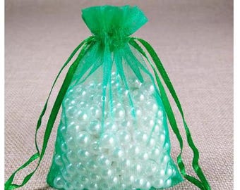 Sacchetti con coulisse in organza verde, sacchetti per bomboniere, sacchetti per gioielli, sacchetti regalo 9 cm x 12 cm (disponibile solo la taglia)
