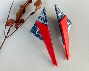 Triangle Stud Earring / Geometric Polymer Clay Earring / Contemporary Earring / Modern Earring Stud / Friend Gift for women