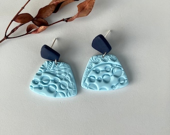 Trapezoid Polymer Clay Earring / Turquoise Textured Earring / Lightweight Stylish Earring / Bohemian Earring
