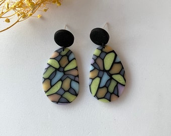 Mosaic Polymer Clay Earring / Stylish Colourful Earring / Stone Earring / Multicolor Earring / Artsy Earring
