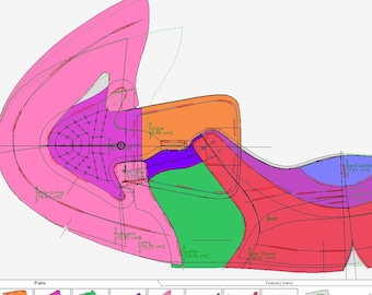 digital PDF DXF pattern sneakers  lace-up women shoes  range 6-11 sizes home printer А4