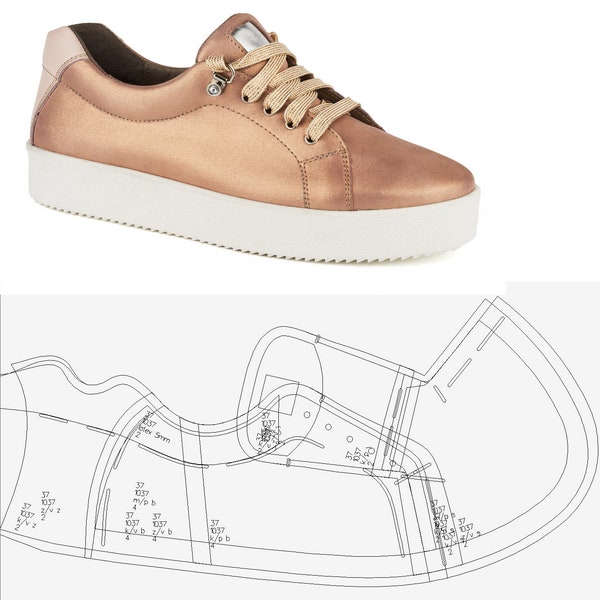 modèle de baskets numériques fabrication de chaussures PDF DXF femmes toutes tailles