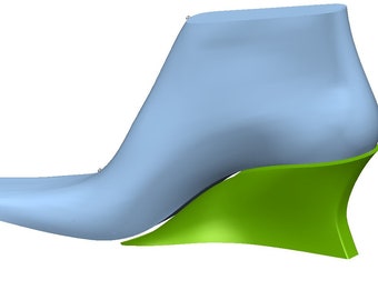 digital 3d model square toe shoe last high heel 7.5 cm fashionable footwear