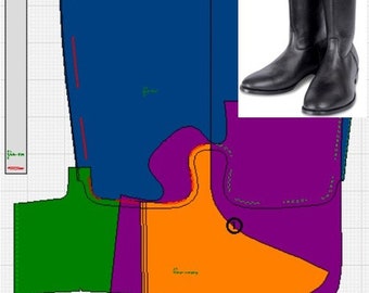 digital PDF DXF pattern  high knee boots riding cavalry