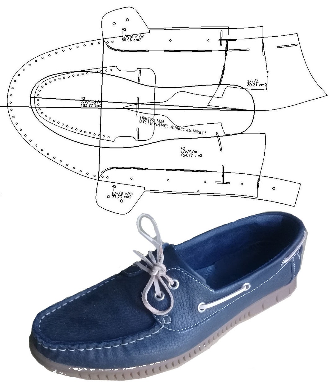 Atlantic Works×BEAMS Moccasin deckshoes Digital 2d Pattern PDF Deck Shoes Topsider Men Moccasins 40