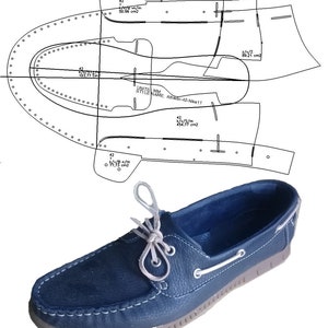 digital 2d pattern PDF deck shoes topsider men moccasins 40,41,42,43,44,45 sizes