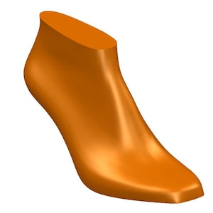 Modello digitale 3D di scarpa da donna con punta quadrata, tacco alto, punta quadrata liscia