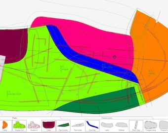 Modèle numérique PDF pour baskets, chaussures à lacets dans les 20 tailles, demi-pointure