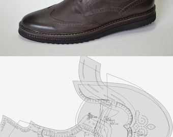 digital pattern shoe making PDF DXF derby men shoes brogues all sizes paper A4 US Letter