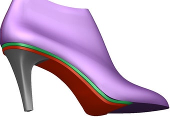digital 3d project oval toe high heel  woman shoe set last insole shank size 40 41 42 elegant shoe style