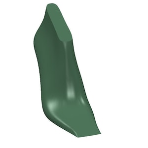 May include: A dark green high-heeled shoe with a pointed toe.