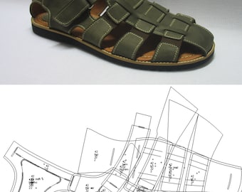 digital 2d pattern PDF DXF men sandals all sizes
