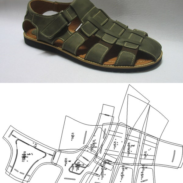 digital 2d pattern PDF DXF men sandals all sizes