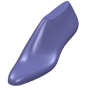 Modelo digital 3D de horma elegante para zapato de hombre (talla 43 de ancho), estilo Derby Oxford.