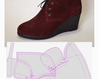 digital boots pattern shoe making PDF DXF  women all sizes lace up boots