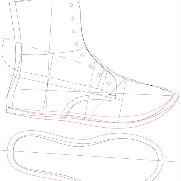 digital Shoes patterns lace up boots JPG all sizes comfortable stitch-down footwear construction