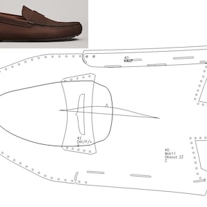 digital 2d pattern PDF DXF men moccasins all sizes