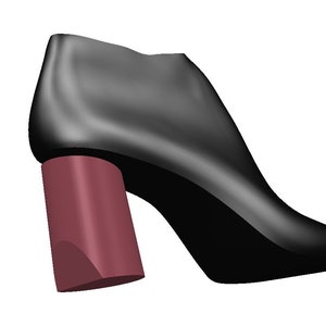 digital 3d model wide heel shoe last 7.5 cm elegant footwear