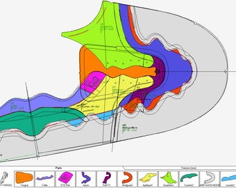 digital PDF  pattern sneakers  lace-up  shoes  two models all 12 sizes