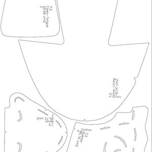 May include: A black and white line drawing of a shoe pattern with measurements in inches and square inches. The pattern includes a vamp, tongue, quarter, and apron.
