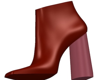 digital 3d model square toe shoe last high heel 12 sm size 40