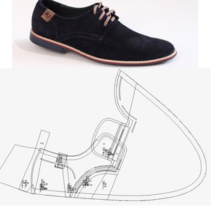 digital pattern shoe making PDF DXF derby men shoes  all sizes