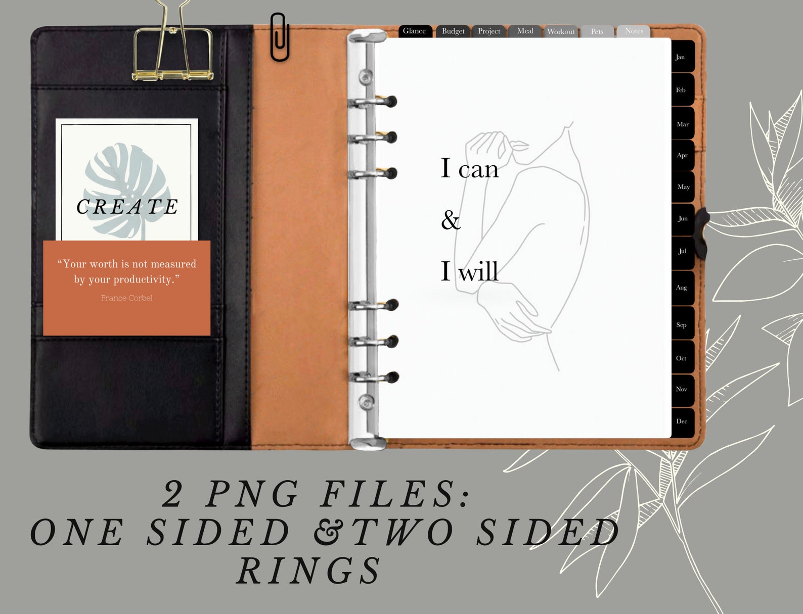 Handdrawn Silver Digital Planner Binder Rings Metallic Etsy