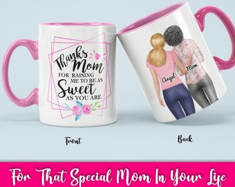 Personalized Mom Mug, Thanks Mom Gift, Gift for Mom from Daughter, Custom Coffee Mug, Mother's Day Gift, Unique Mom Present, 2 Tone Mug