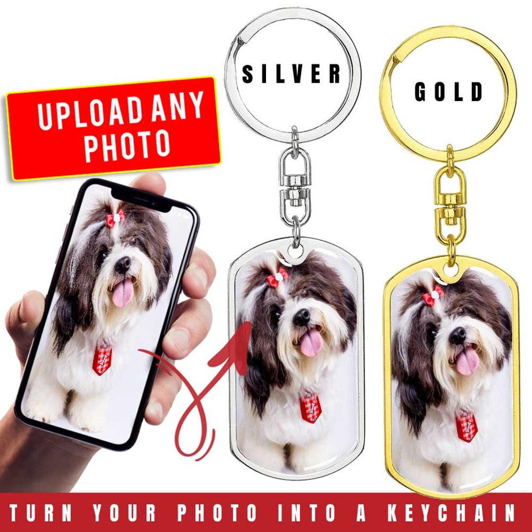 Custom Pet Keychain, Custom Dog Keychain, Shih Tzu Dog Keychain, Dog