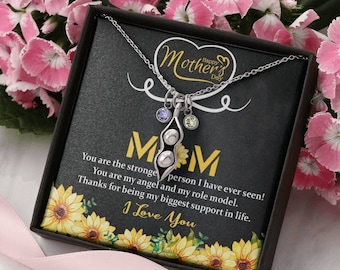 Mothers Day Jewelry Necklace Gift, Mothers Day Necklace Gift for Mom, Message Card Jewelry Gifts|Custom Birthstones Pendant Necklace for MOM